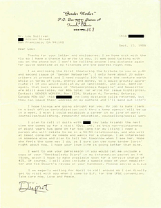 Correspondence from Rupert Raj to Lou Sullivan (September 15, 1988)