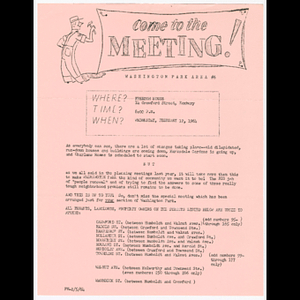 Flier for Washington Park Area #6 meeting on February 12, 1964