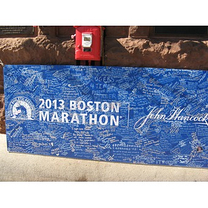 Marathon poster at Boylston Street firehouse