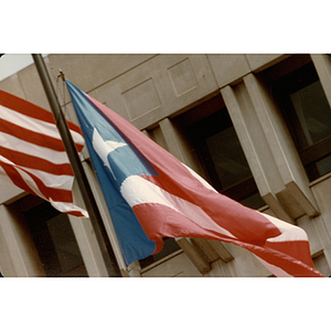 A Puerto Rican flag flies