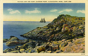 Mother Ann and surf, Eastern Point, Gloucester, Mass., Cape Ann