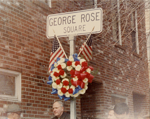 Original sign for George Rose Square