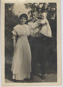 Ella, Art E. and Art G. Rosenburg pose outside