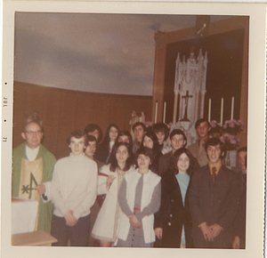Group of teenagers with Fr. John Silva (left)