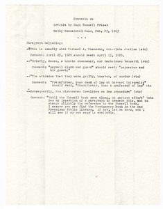 Correspondence between Hugh Russell Fraser and Tom O'Connor, 1963