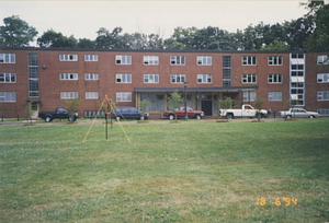 Front View of Abbey Hall at Springfield College in 1994.