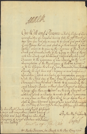 Authorization for payment of the clergy, 1713 June 17