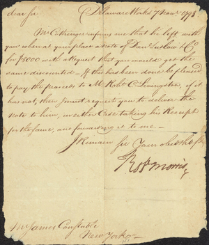 Letter from Robert Morris to James Constable, 1793 November 7