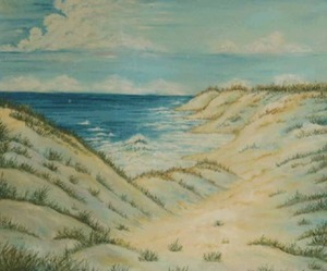 "Untitled (Landscape, dunes and ocean)" Goldie Worden (1881-1937)