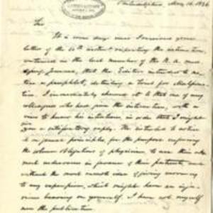 Letter to John C. Warren from Dr. Franklin Bache