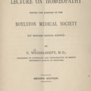 A lecture on homœopathy before the members of the Boylston Medical Society