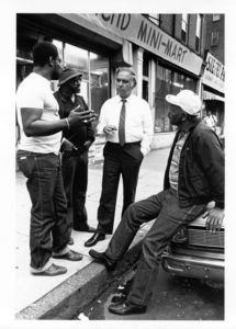 John Joseph Moakley meets with a group of African American constituents, 1982