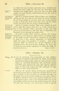 1784 Chap. 0024 An Act To Empower The Treasurer Of This Commonwealth, To Receive Certificates From The Commissioner Of Loans In This State. In Part Of The Taxes Granted In Compliance With The Requisition Of Congress, Of October Thirtieth, One Thousand Seven Hundred And Eighty-One, For This State's Proportion Of Eight Millions Of Dollars; And To Apply A Part Of The Said Taxes For The Payment Of The Debts Of This Commonwealth.