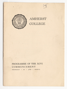 Amherst College Commencement program, 1917 June 20