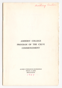 Amherst College Commencement program, 1967 June 2