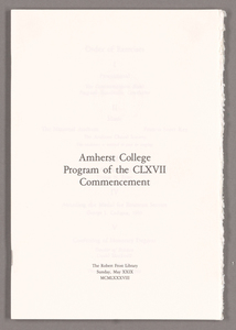 Amherst College Commencement program, 1988 May 29