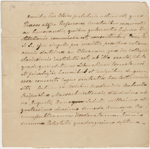 Zephaniah Swift Moore graduation testimonial in Latin, 1822 August 28