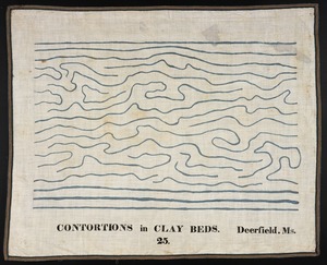 Orra White Hitchcock drawing of contortions in clay beds, Deerfield, Massachusetts