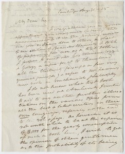John White Webster letter to Edward Hitchcock, 1825 August 30