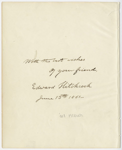 Edward Hitchcock signature, 1861 June 13
