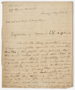 Edward Hitchcock unnumbered sermon, "Exposition of Romans IX v. 19 to end," 1825 May