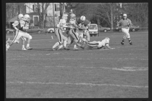 Photographs of Amherst College versus Trinity College football game, 1989 November 4