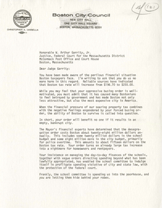 Letter from Christopher A. Iannella, Boston City Councilor, to Judge W. Arthur Garrity, 1976