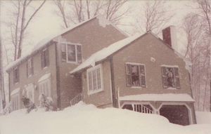 Our house--surprise snowstorm on April 1, 1997
