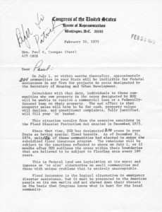 Letter from Robert H. Mollohan to Paul E. Tsongas