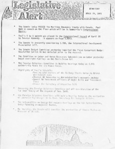 Legislative Alert: Senate passed the Maritime Boundary Treaty with Canada