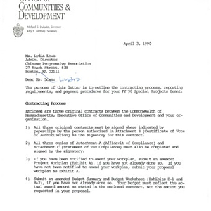 Letter to the Chinese Progressive Association from the Massachusetts Executive Office of Communities and Development