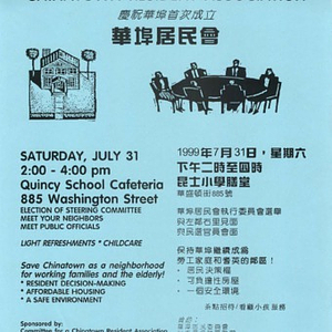 Documents pertaining to the Boston Chinatown Resident Association meetings