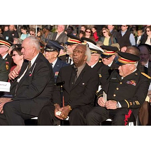 Men at the Veterans Memorial dedication ceremony