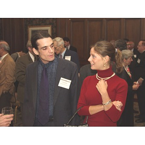 Man and woman at gala dinner for John Hatsopoulos