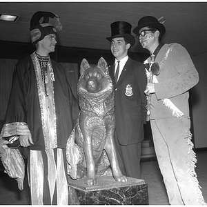 Mayor of Huntington Avenue candidates with husky statue