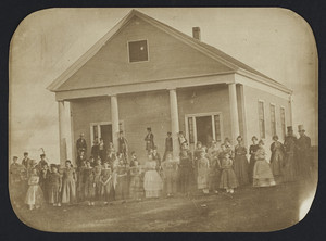 Students outside the Barnstable Academy, Barnstable, Massachusetts, 1849-1850