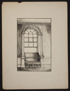 Early New England Interiors. [Nichols House, now Pierce-Nichols House, staircase window with window seat.]