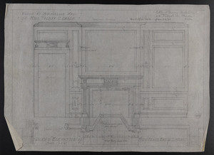 Plan & Elevation of Fire Place End of Library, House at Brookline, Mass. for Mrs. Talbot C. Chase, Jan. 22, 1930