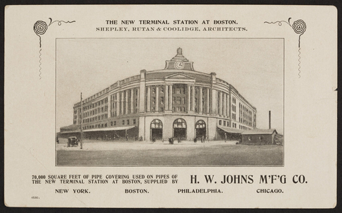 Trade card for the H.W. Johns M'F'G' Co., Boston, Mass., undated