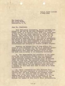 Letter from Carl A. Hatch, chair of Evaluation Commission to Harry S. Truman (copy), 4 July 1946