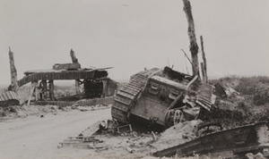 Remains of overturned tanks lying on the side of the road, near Poelkapelle