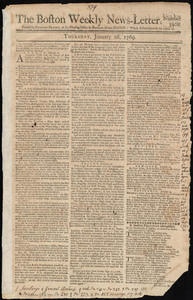 The Boston Weekly News-Letter, 26 January 1769