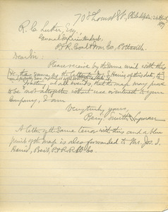 Letter from Benjamin Smith Lyman to R. C. Luther