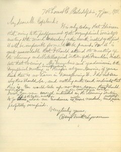 Letter from Benjamin Smith Lyman to Mr. Copeland