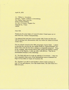Letter from Mark H. McCormack to William L. Savestrom