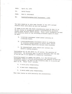 Memorandum from Mark H. McCormack to David Foster