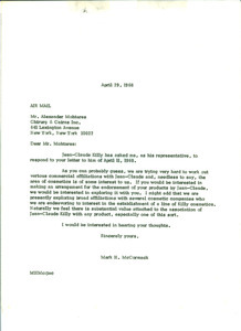 Letter from Mark H. McCormack to Chirurg & Cairns Inc.