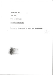 Memorandum from Mark H. McCormack to John Oney