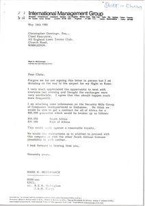 Letter from Mark H. McCormack to Chris Gorringe