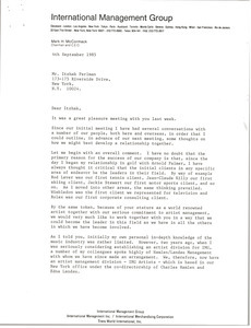 Letter from Mark H. McCormack to Itzhak Perlman